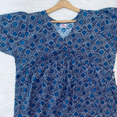 Feeding Frock Alia Cut, Free Size, Ankle Length, Tie-Up, Puff Sleeve Sleepwear in Softest Cotton Fabric (Bra Size 34"-38" | 50”-52″ length)